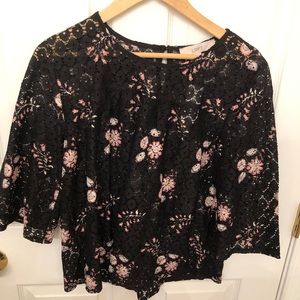 NWT black floral lace top. Loft size medium